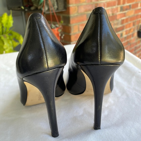 Saks Fifth Avenue | Shoes | Saks Fifth Avenue Point Toe Black Leather Pumps  Cathy 4 Heel 75 | Poshmark